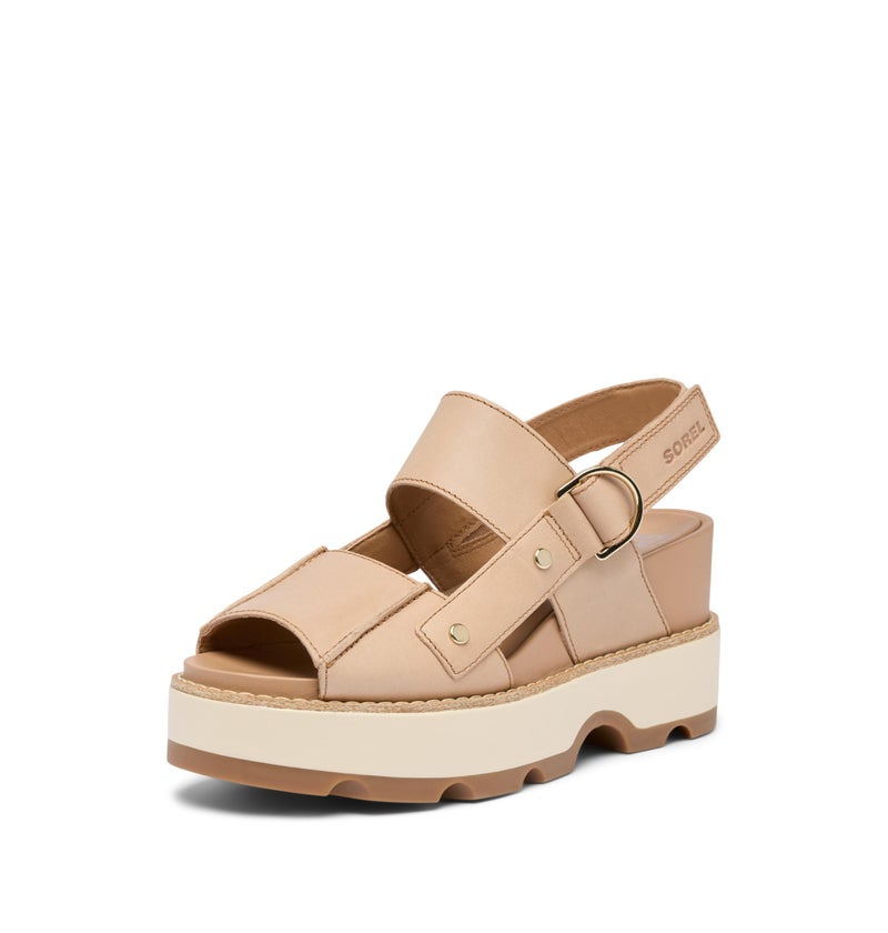 Sorel Women's Contemporary Wedge Sandal, Honest Beige/Gum, 8.5