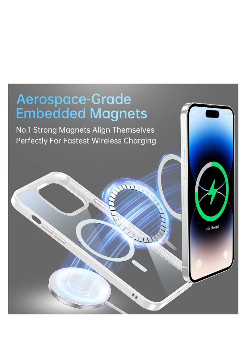 Generic Built in Magnets Compatible with MagSafe Clear Hard PC Back Cover Soft TPU Frame Shockproof Protective Slim Bumper Case for iPhone11 pro white  - Image 4