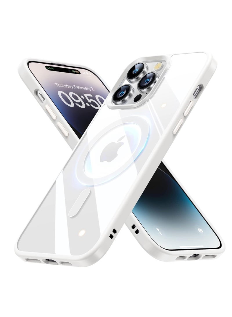Generic Built in Magnets Compatible with MagSafe Clear Hard PC Back Cover Soft TPU Frame Shockproof Protective Slim Bumper Case for iPhone11 pro white  - Image 1