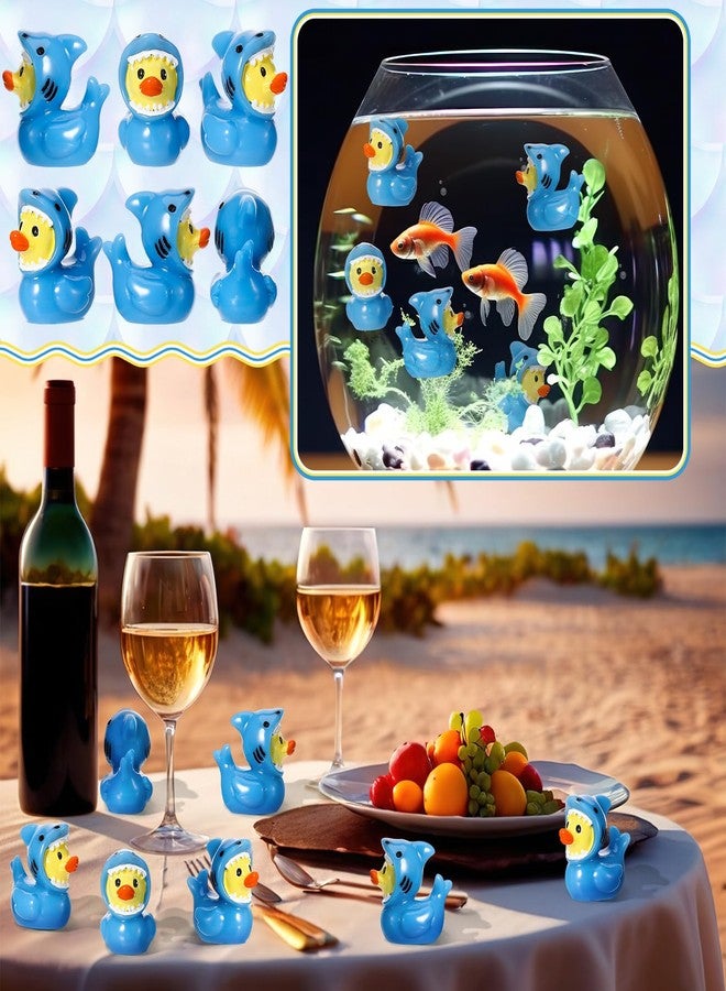 GGSTDDUP 30 Pcs Mini Resin Ducks Shark Themed Ducks Tiny Resin Duck Figures for DIY Miniature Craft Garden Party Decor(Blue) - Image 5