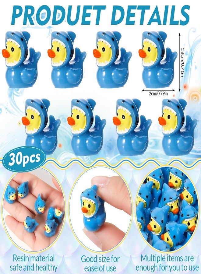 GGSTDDUP 30 Pcs Mini Resin Ducks Shark Themed Ducks Tiny Resin Duck Figures for DIY Miniature Craft Garden Party Decor(Blue) - Image 3