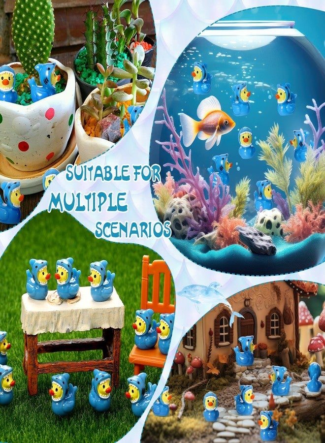 GGSTDDUP 30 Pcs Mini Resin Ducks Shark Themed Ducks Tiny Resin Duck Figures for DIY Miniature Craft Garden Party Decor(Blue) - Image 4