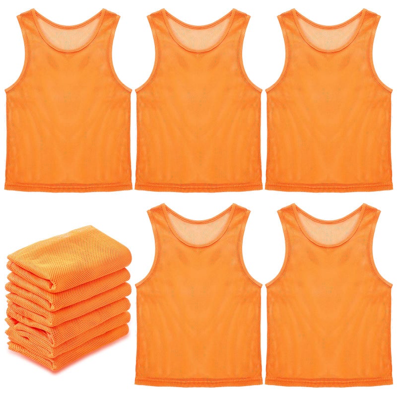 Sintege 12 Pcs Soccer Pinnies Pennies Jersey Scrimmage Vest Sports Practice Jersey Mesh Basketball Vest for Youth Adult KidsSmallOrange