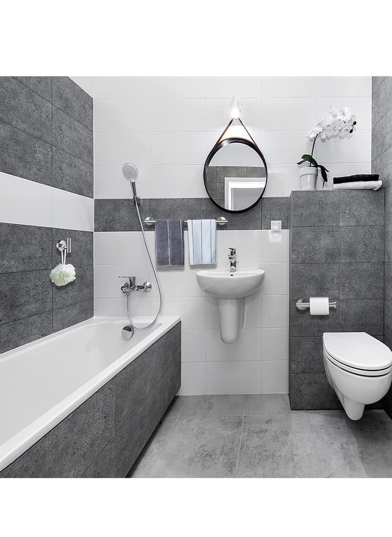MIXDE Bathroom Hardware Set,Matte Black Bathroom Accessories Set,304 Stainless Steel Towel Bar Set Wall Mounted Include 16" Bathroom Towel Rack, Toilet Paper Holder and 2 Robe Hooks,Silver  - Image 4