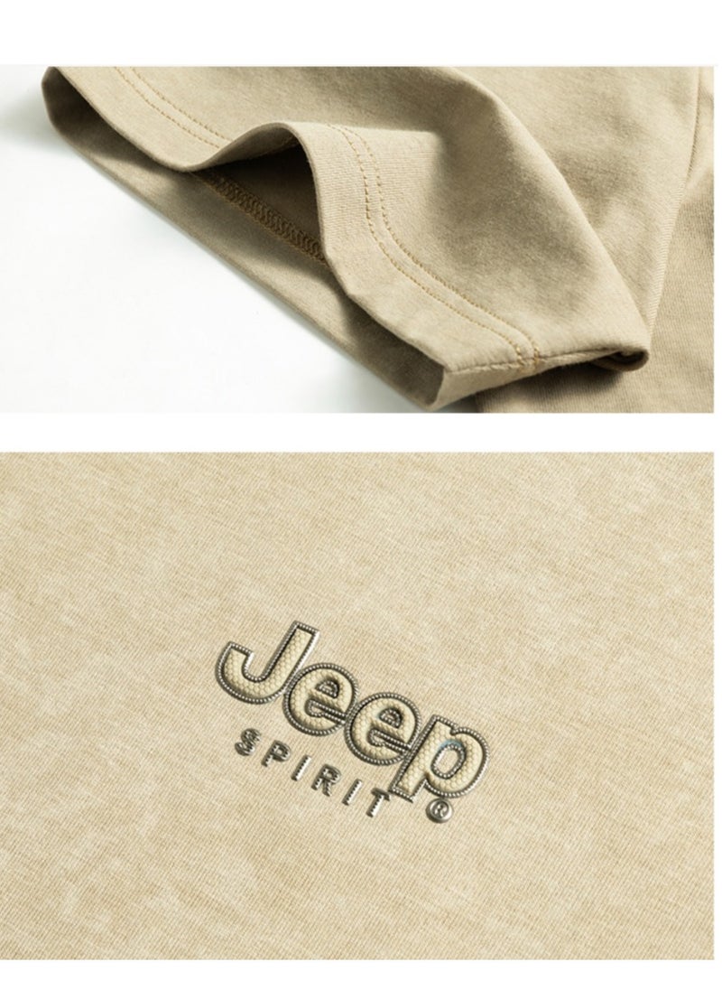 Jeep Men's  Short Sleeved T-shirt Round Neck Pullover Sweatshirt Simple Running Top  - Image 5