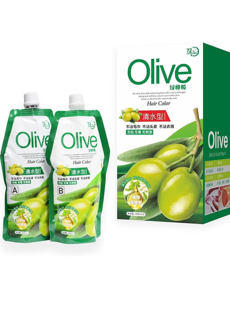 OLIVE Original Hair Dye Cream for Beard and Head with Olive Oil Ammonia and Chemical Free for Grey Hair Coverage Natural Black Color 500ml x 2 - Olive Oil  - Image 2