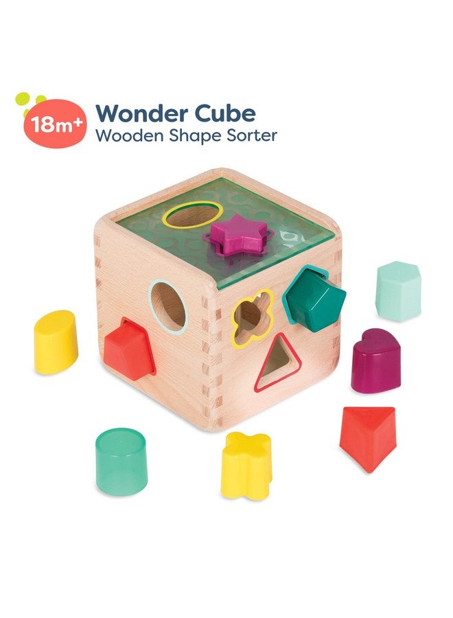 B. toys- Wonder Cube- Developmental Toy- Wooden Shape Sorter Cube - 9 Colorful Shapes - Educational Wooden Toy for Toddlers, Kids - 18 Months + - Image 3