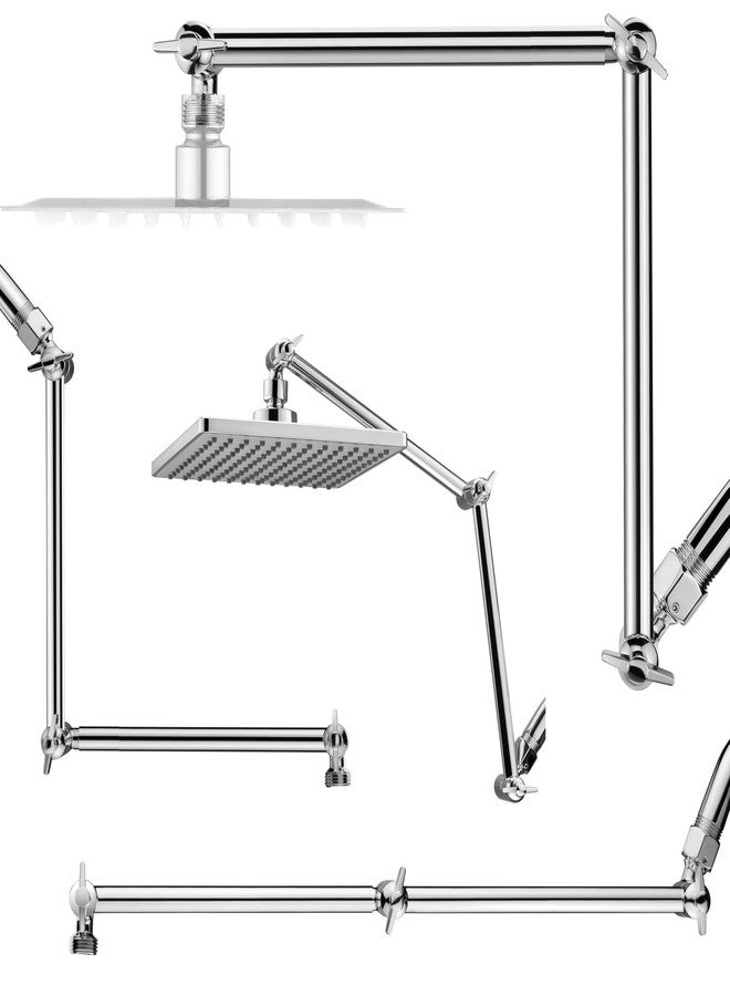 Singing Rain Shower Head Extension Arm, 16'' Solid Brass Extension Extra Long Extender With Locking Set Screw, Rise or Lower Angle Height Adjustable, G1/2 Universal Connector Compatible (Chrome) - Image 1