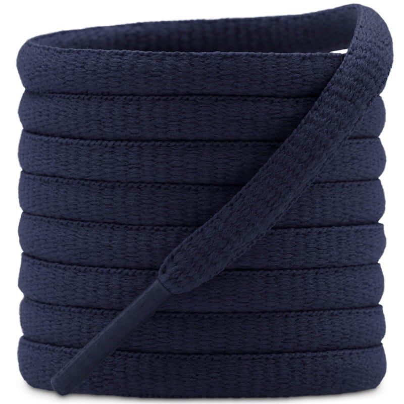 DELELE 2 Pair Oval Shoes laces Half Round 1/4" Athletic Shoelaces Shoe Strings Navy Blue-39 inch - Image 1