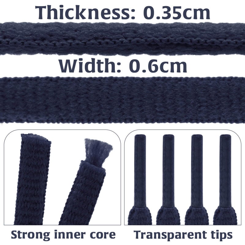 DELELE 2 Pair Oval Shoes laces Half Round 1/4" Athletic Shoelaces Shoe Strings Navy Blue-39 inch - Image 3
