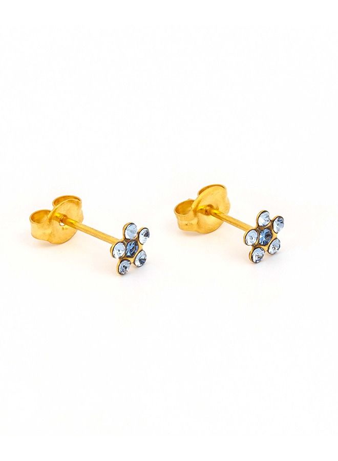 ستوديكس حلق الأذن ديزي  - سبتمبر ياقوت فاتح  مطلي بالذهب الخالص 24  قيراط - Image 2