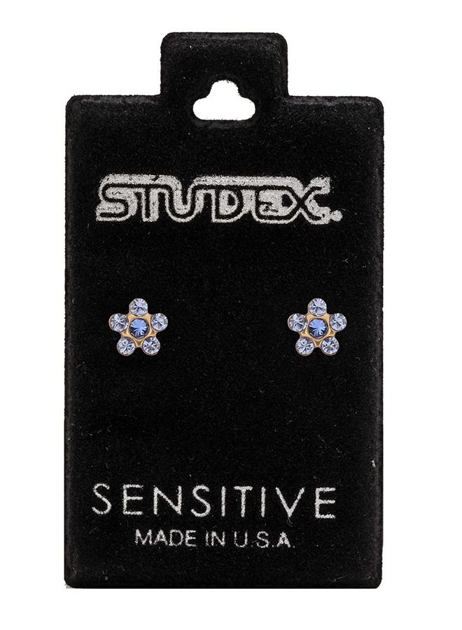 ستوديكس حلق الأذن ديزي  - سبتمبر ياقوت فاتح  مطلي بالذهب الخالص 24  قيراط - Image 5