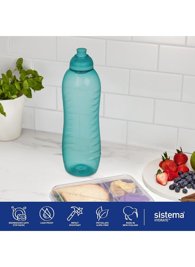sistema - Sistema Twist 'n' Sip Squeeze Sports Water Bottle | Leakproof 620 ml BPA-Free Assorted Colours - Image 1