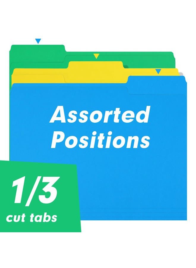 RAZCC File Folder, RAZCC 100 Pack 1/3 Cut Tab Colored File Folders, File Folder Letter Size for Office Classroom Use, Assorted 5 Colors Folders with Tabs - Image 3