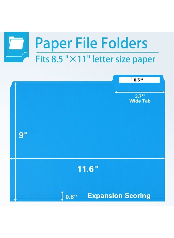 RAZCC File Folder, RAZCC 100 Pack 1/3 Cut Tab Colored File Folders, File Folder Letter Size for Office Classroom Use, Assorted 5 Colors Folders with Tabs - Image 2