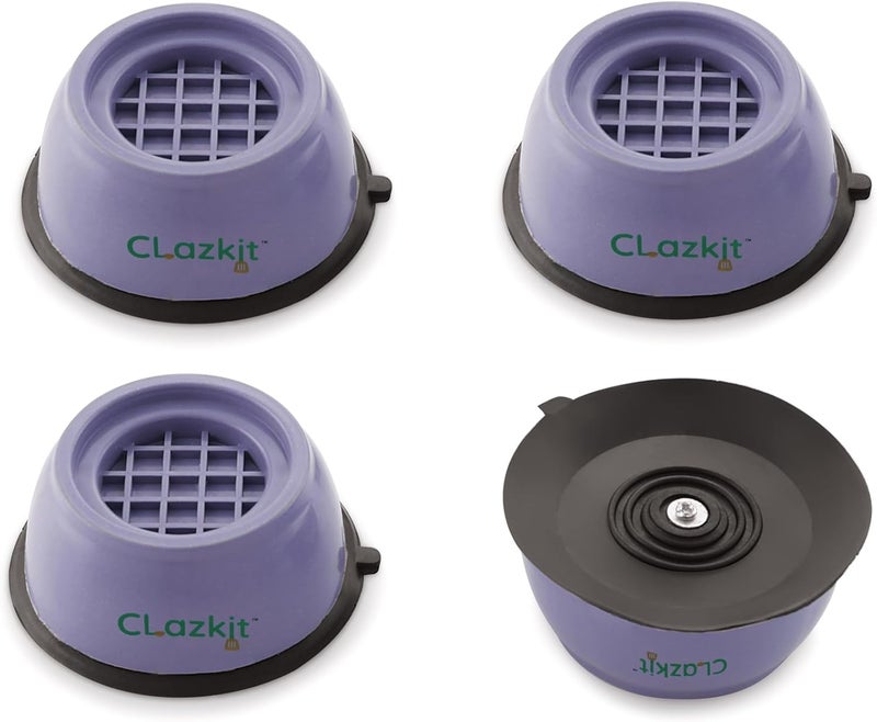Clazkit حامل كلازكيت متعدد الاستخدامات قوي ومتين للأجهزة المنزلية مثل الثلاجات والغسالات والأثاث، دائري الشكل، باللون الأزرق (عبوة تحتوي على 4 قطع). - Image 1