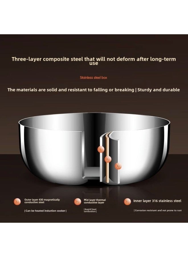 316L Food Grade Special Thick Facial Basin Household Non-stick Rubbing Facial Basin Large Soup Basin With Lid For Egg-beating Hair Basin White Steel Basin-Specifications:316l Upgraded 24cm Number And Basin-Color:Default - Image 3