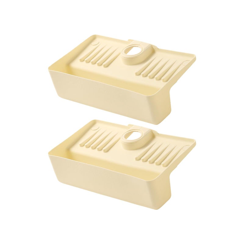 Milky White Modern Kitchen Sink Faucet Dish Drying Rack Efficient Supplies Holder - Image 2