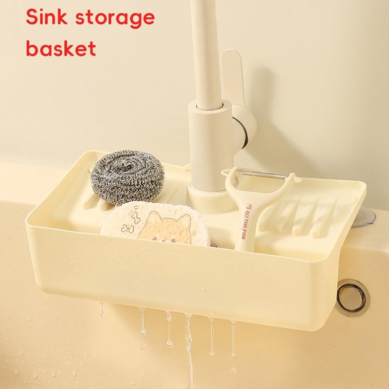 Milky White Modern Kitchen Sink Faucet Dish Drying Rack Efficient Supplies Holder - Image 3