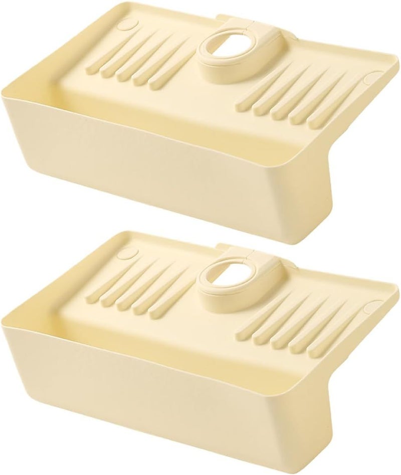 Milky White Modern Kitchen Sink Faucet Dish Drying Rack Efficient Supplies Holder - Image 1