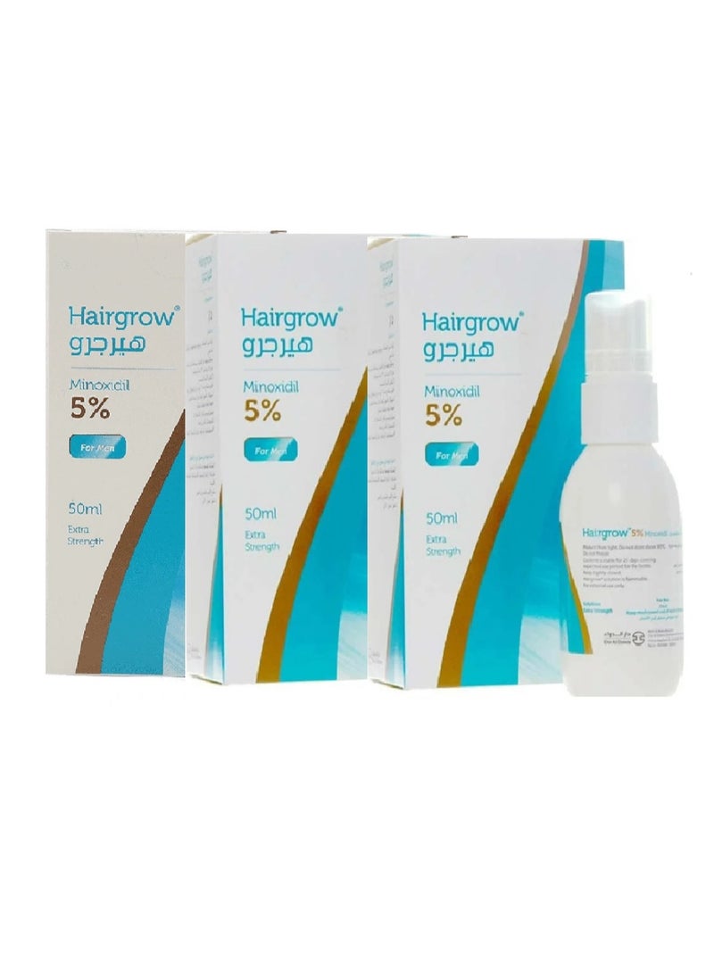 Dar Al Dawa Hairgrow 5% minoxidil Pack of 3 x 50ml 