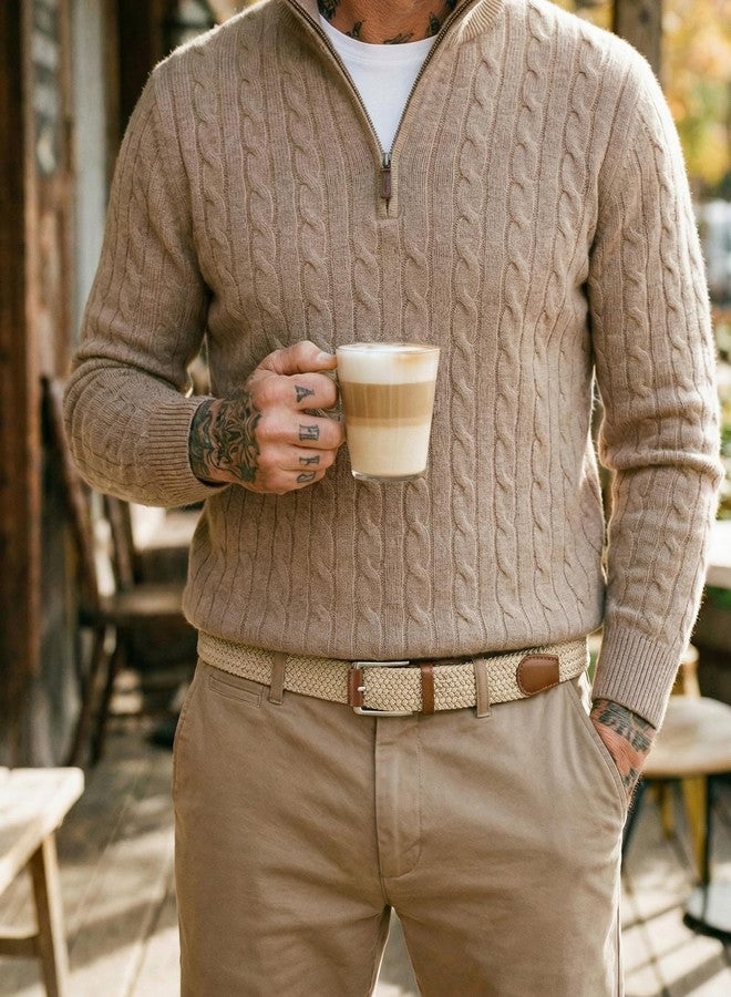 تشاورين حزام رجالي من الجلد من تشاورين - حزام قابل للتعديل، تصميم أنيق (35 مم)، لون بني فاتح مصقول، مقاس 36-42 بوصة - Image 2