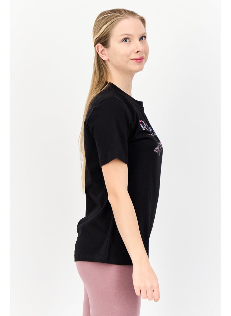 Reebok Women Sportswear Short Sleeve Outdoor T-Shirt, Black  - Image 2