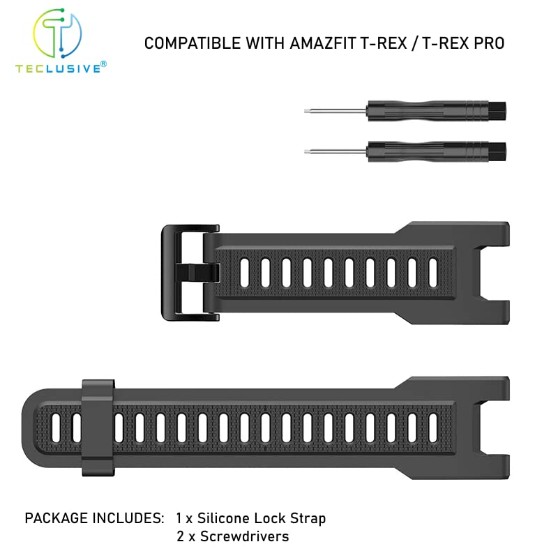 T TECLUSIVE Soft Silicone Strap Band Compatible with Amazfit T-Rex/Amazfit Trex Pro | Adjustable Silicone Rubber Band with Installation Tools for T Rex Pro (Grey) - Image 3