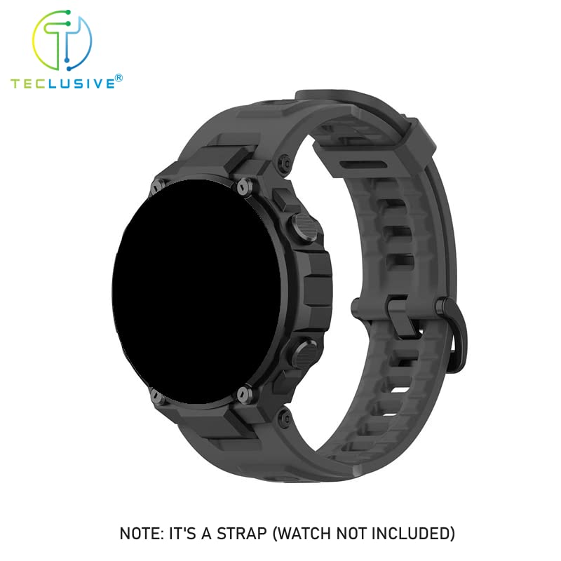 T TECLUSIVE Soft Silicone Strap Band Compatible with Amazfit T-Rex/Amazfit Trex Pro | Adjustable Silicone Rubber Band with Installation Tools for T Rex Pro (Grey) - Image 5