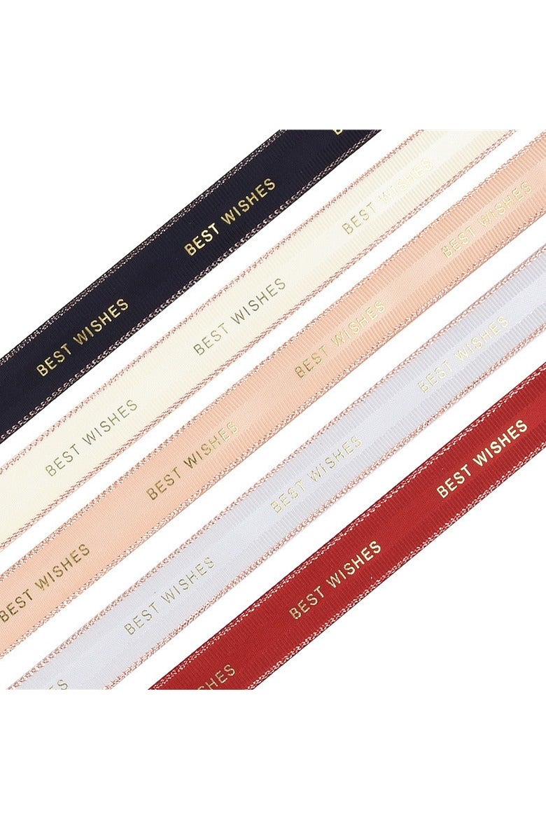 PEI  AN Best Wishes Gold-Foil Ribbon – 15mm Textured Ribbon with Metallic Edging for Wedding Decor, Gift Wrapping  DIY Crafts - Image 4