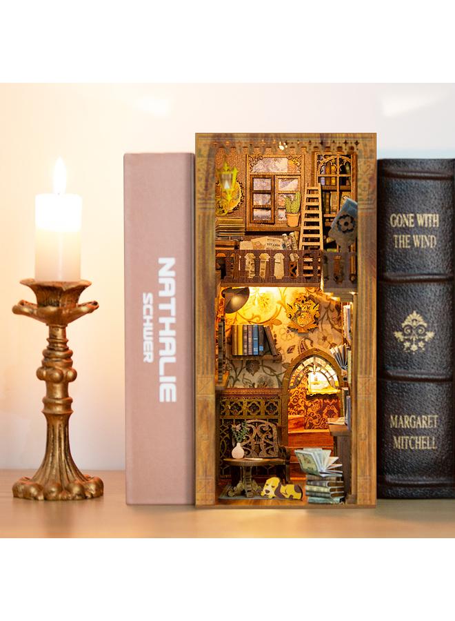 الأزرق جي دبليو Eternal Bookstore diy خشبي ثلاثي الأبعاد ثلاثي الأبعاد ، نموذج كتاب مجمَّع يدويًا ، لعبة وهدايا رائعة - Image 2