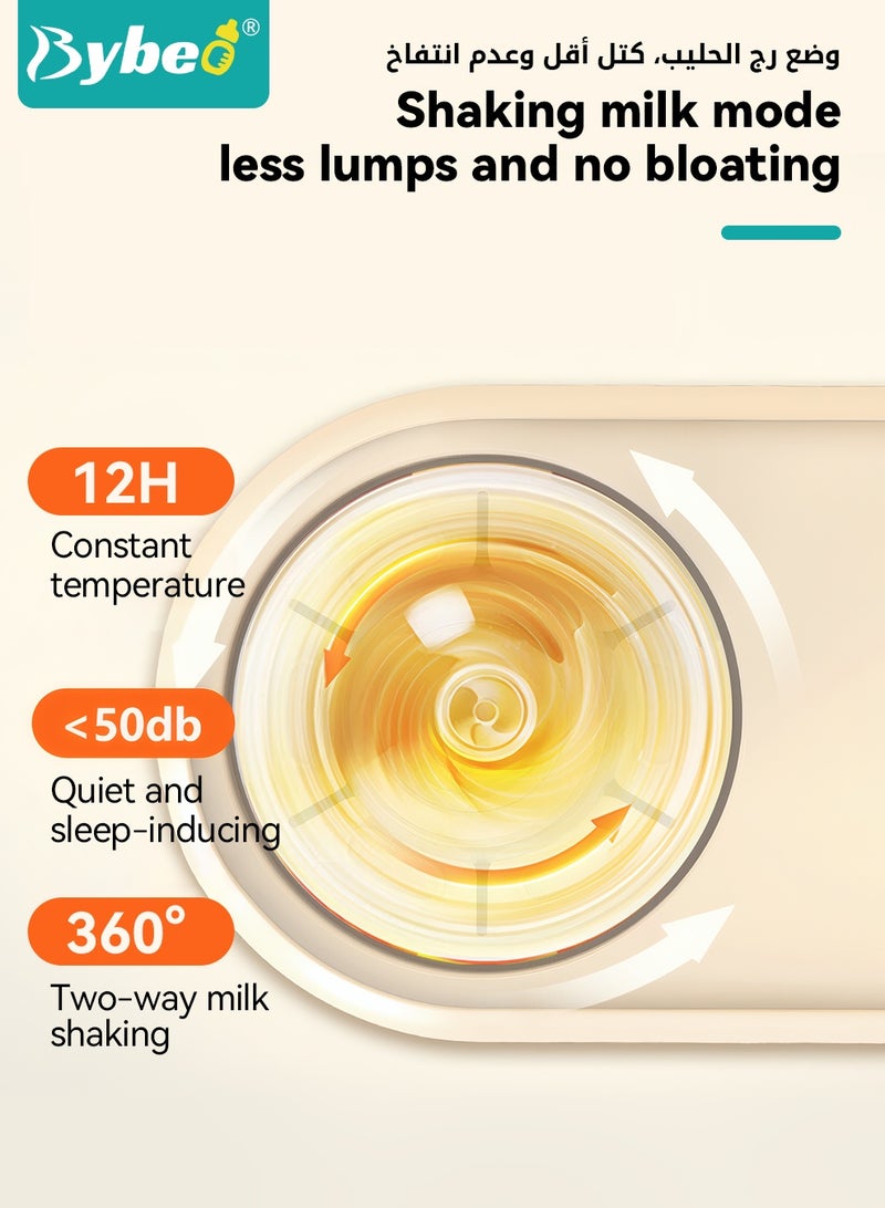 Bybeo 2-In-1 Baby Bottle Warmer & Formula Mixer with 2pcs Baby Formula Dispensers, Electric Bottle Shaker with Constant Temperature & Automatic Mixing, Multifunctional Baby Milk Powder Mixer with 3 Modes - Image 3