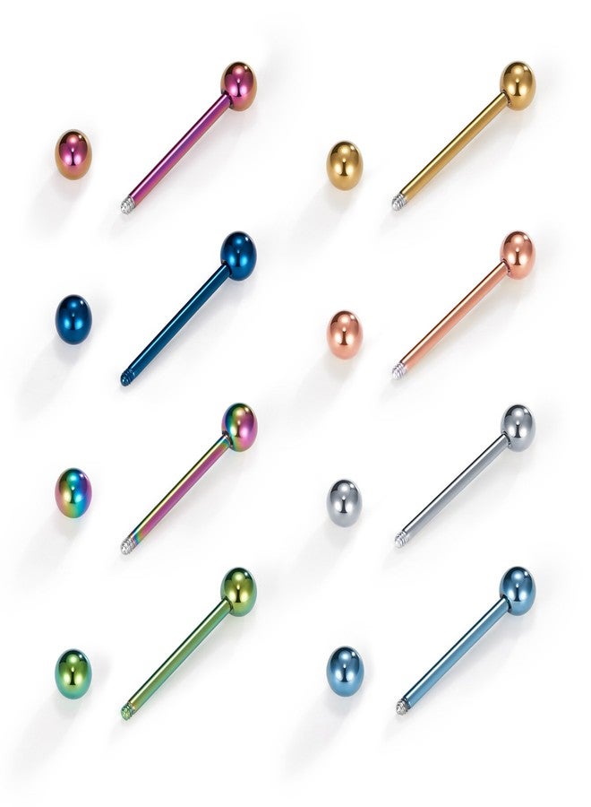 VCMART 14G Tongue Rings Nipple Straight Barbells Surgical Steel Body Piercing Jewelry 14mm - Image 2