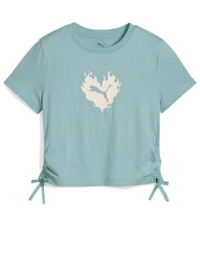 بوما تيشيرت شبابي بطبعة حب متوهجة وعقدة - Image 4