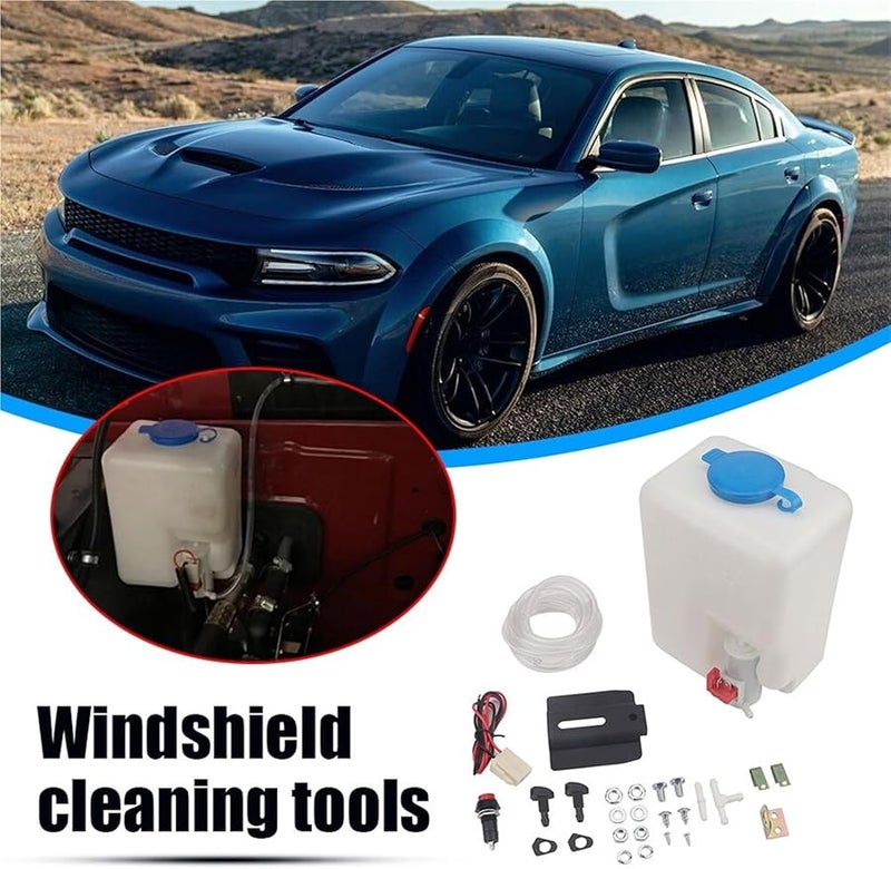 Universal 12V 1.5L Automotive Windshield Washer Pump Reservoir Bottle Fluid Tank - Image 4
