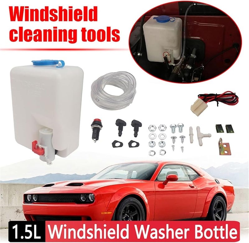 Universal 12V 1.5L Automotive Windshield Washer Pump Reservoir Bottle Fluid Tank - Image 3