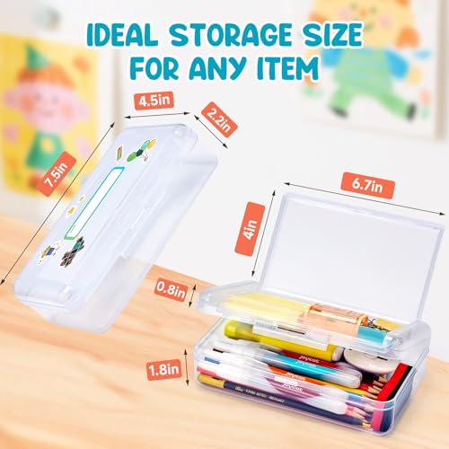 GAMENOTE Plastic Pencil Box with Personalized Sticker,Kids Large Hard Pencil Case with Snap-tight Lid,Clear Crayon Maker Organizer,Small Art Craft Storage Containers,School Supplies Box for Boys,Girls - Image 4