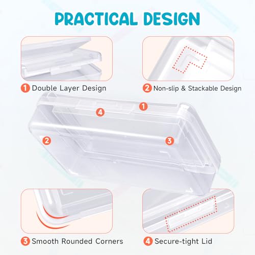 GAMENOTE Plastic Pencil Box with Personalized Sticker,Kids Large Hard Pencil Case with Snap-tight Lid,Clear Crayon Maker Organizer,Small Art Craft Storage Containers,School Supplies Box for Boys,Girls - Image 3