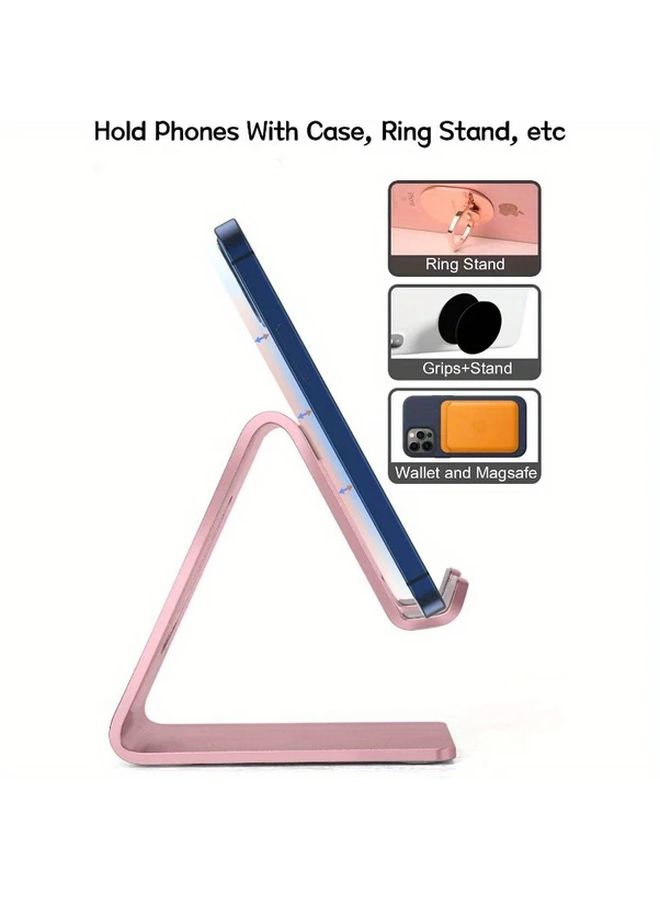 Rose Golden Desktop Aluminum Phone Stand For iPhone 15 14 13 12 Pro Mini - Image 5