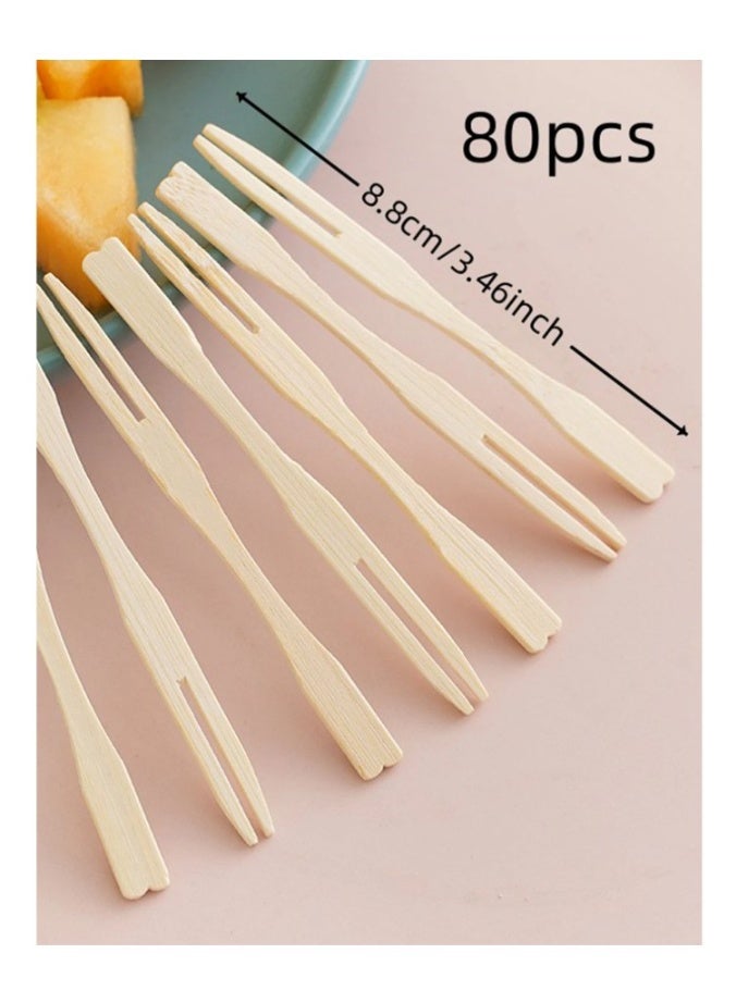 80pcs Ramadan Disposable Wooden Fruit Picks with Clear Tops ideal for homemade desserts and small fruit platters - Image 4