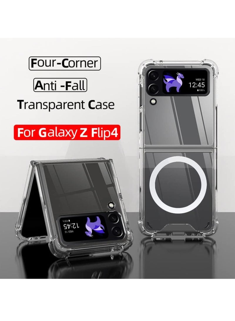 MIGOFAST Magnetic Clear Case for Samsung Galaxy Z Flip 4 5g, Support Magsafe and Wireless Charger, Transparent Shockproof and Drop-Proof Hard PC Phone Cover for Galaxy z flip 4 - Image 2
