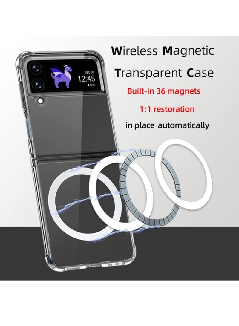 MIGOFAST Magnetic Clear Case for Samsung Galaxy Z Flip 4 5g, Support Magsafe and Wireless Charger, Transparent Shockproof and Drop-Proof Hard PC Phone Cover for Galaxy z flip 4 - Image 3