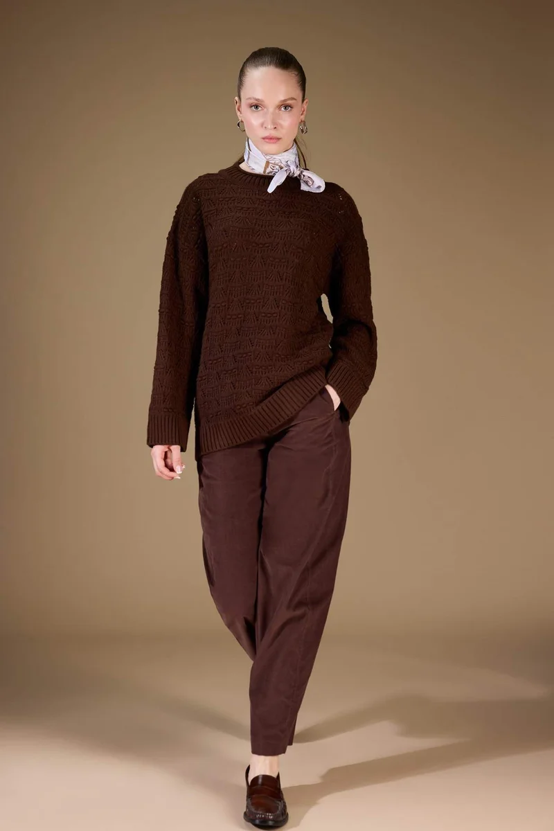 ديفاكتو Regular Fit Crew Neck Knitwear Tunic