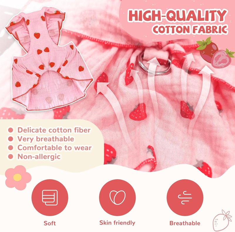 SWIUKPHE Gulf popular simple design Strawberry Dog Birthday Outfit Puppy Clothes, Dog Dresses for Small Dogs Female Clothes Cat Clothes Cat Dress Cute Cotton Extra Small Summer Clothes Bow Decor Printed Shock rubber edge - Image 2