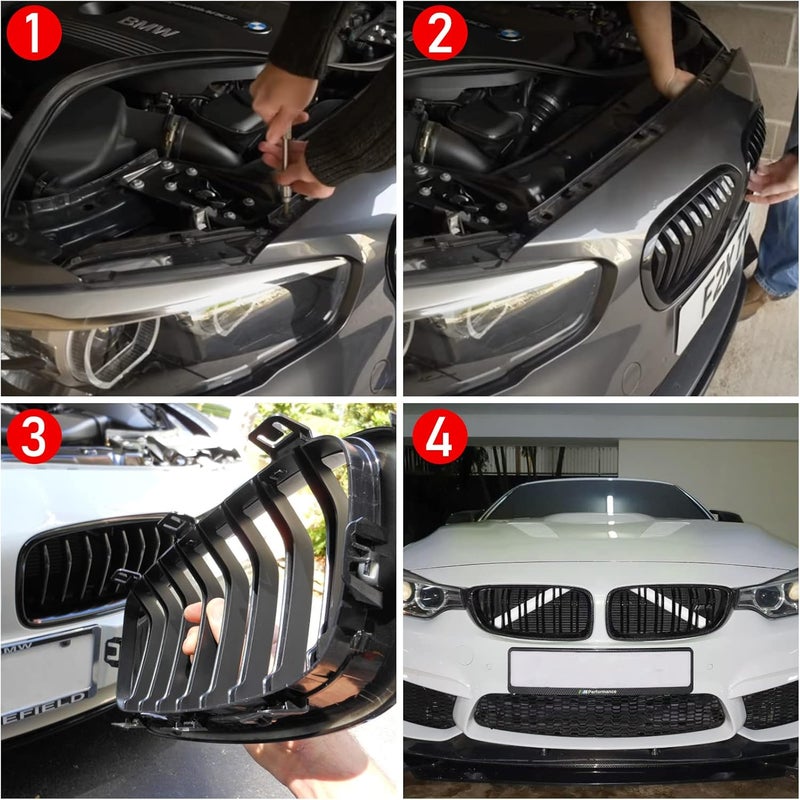 Jaronx Compatible with BMW V Brace Cover, Front Grill Inserts V Bar Brace Trim Covers Compatible with BMW for 1'F20 F21/2'F22 F23/3'F30 F31 F34/4'F32 F33 F36/5' G30 G31/6'G32/7'G11 G12/8'G14 (White) Detachable clean - Image 5
