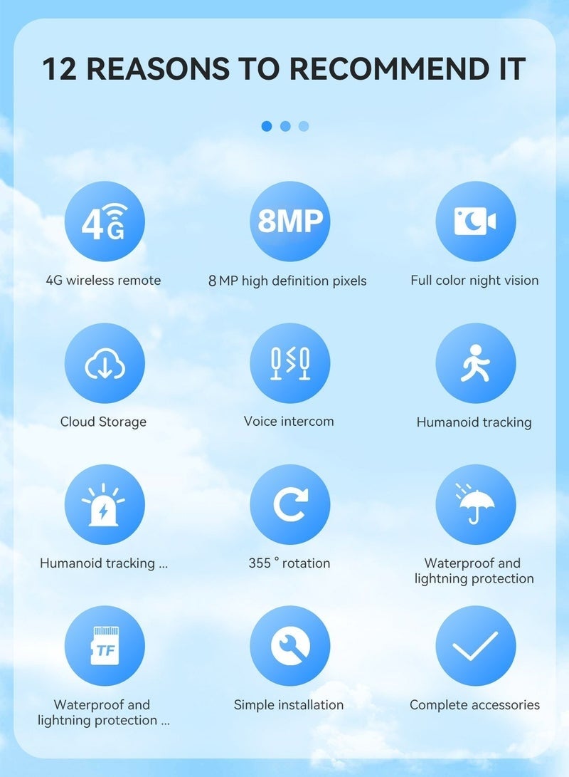 إيكويكام كاميرا شمسية بدقة 4K و8 ميجابكسل، تدعم شريحة 4G، كاميرا PTZ خارجية بعدسة مزدوجة، كاميرا IP، لوحة شمسية، نظام مراقبة تلفزيونية، بطارية مدمجة، مستشعر حركة بالأشعة تحت الحمراء، رؤية ليلية ملونة كاملة (مع بطاقة ذاكرة SD سعة 64 جيجابايت). - Image 3