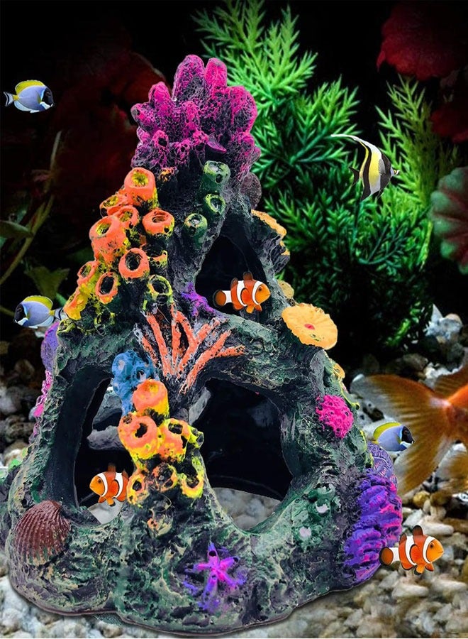 HAWAWA 5PCS Aquarium Colorful Coral Reef Set Fish Tank Decoration Mountain Ornament for Aquarium Environments Decor Accessories, Coral Mountain, Aquatic Plant - Image 4