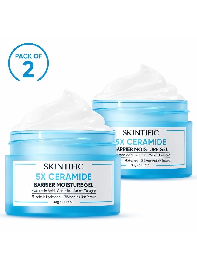 SKINTIFIC Moisturizing Cream 30g Pack of 2, Face Moisturizer with Hyaluronic Acid, 5X Ceramides, Centella & Marine Collagen for All Skin Types