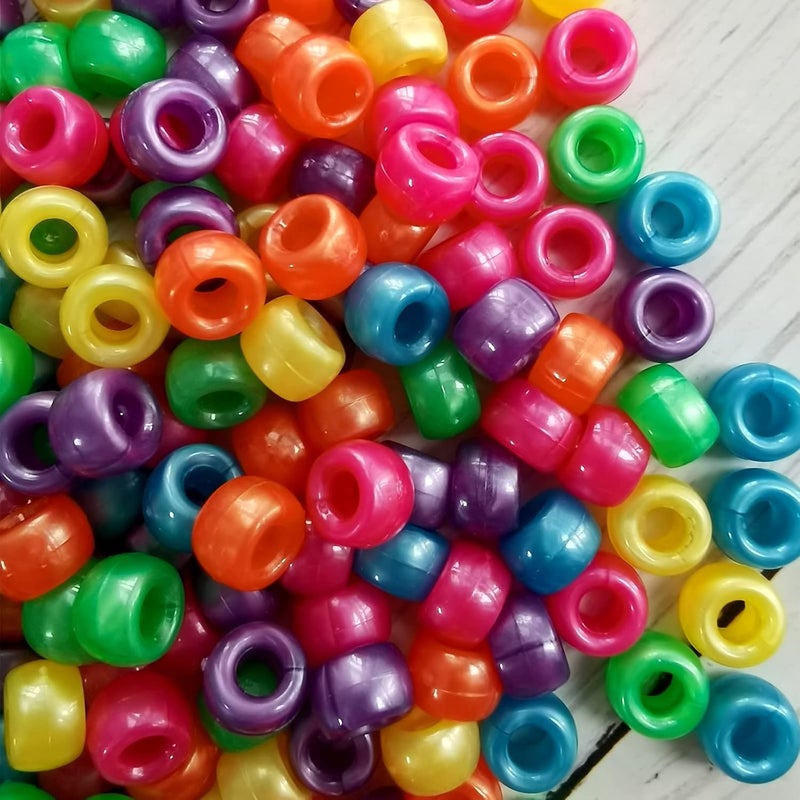 Looconi Amaney 1000Pcs Pearl Luster Pony Beads 6x9mm Mixed Colors Acrylic Beads for Making Bracelet Hair Braids Crafts - Image 3
