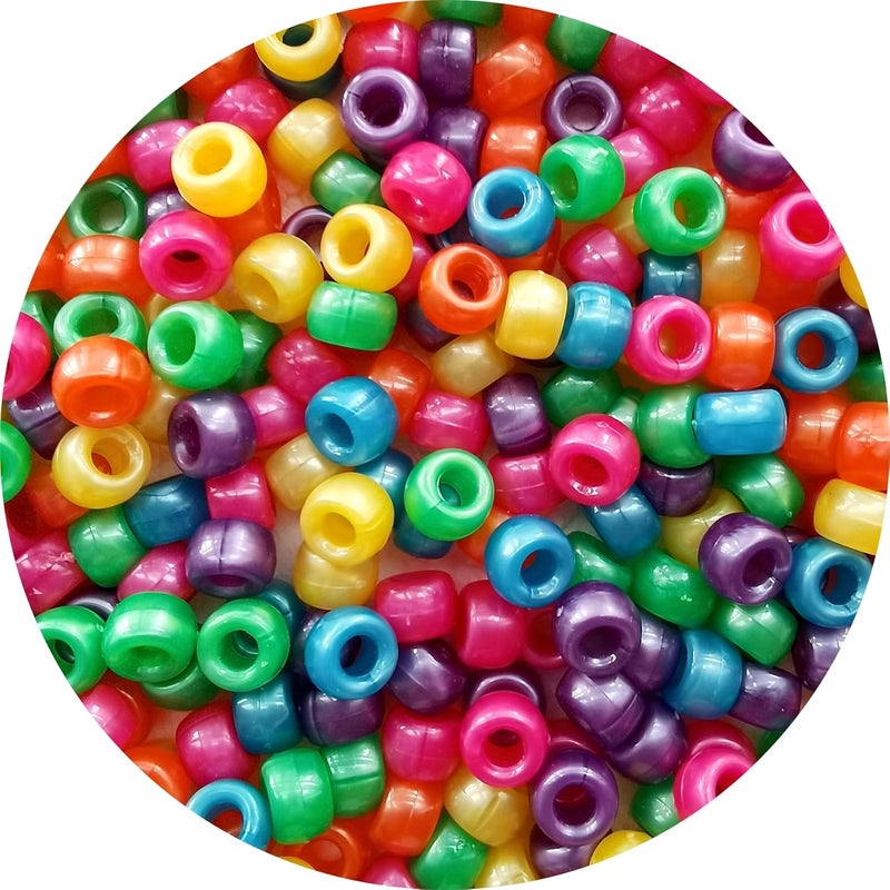 Looconi Amaney 1000Pcs Pearl Luster Pony Beads 6x9mm Mixed Colors Acrylic Beads for Making Bracelet Hair Braids Crafts - Image 1